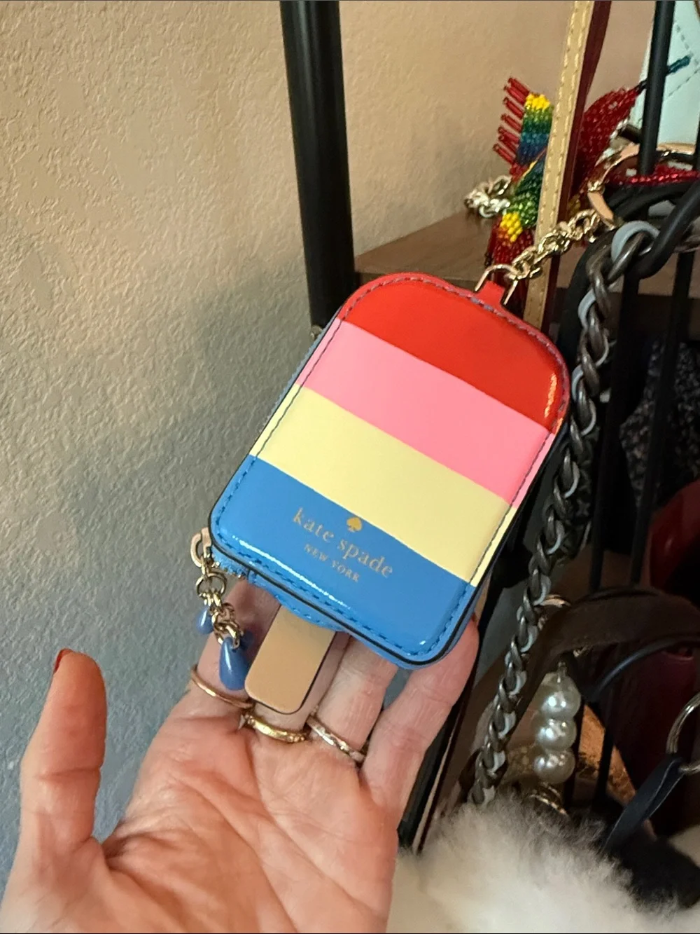 Kate Spade ♠️ Colorblock Popsicle Key Pouch - Red Pink Yellow Blue